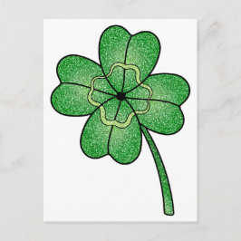 Glitter Four Leaf Clover Postkarte