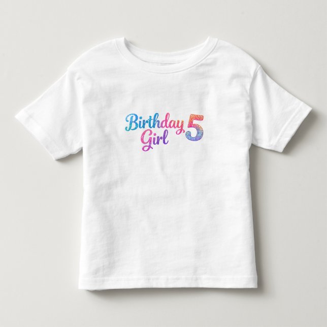 Glitter Geburtstagsmädchen 5 Kinder T-Shirt (Vorderseite)