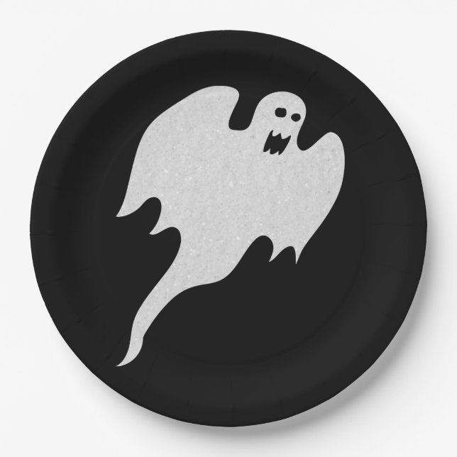 Glitter Geist Halloween Pappteller (Vorderseite)