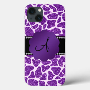 Glitter-Giraffendruck des Monogramms lila Case-Mate iPhone Hülle