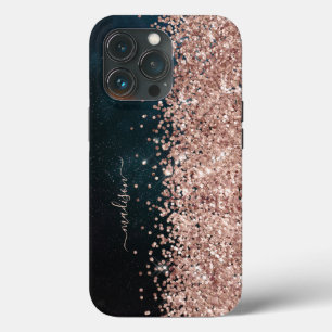 Glitter Girly Moderner Glanz Süße 16 Schwarz Gold Case-Mate iPhone Hülle