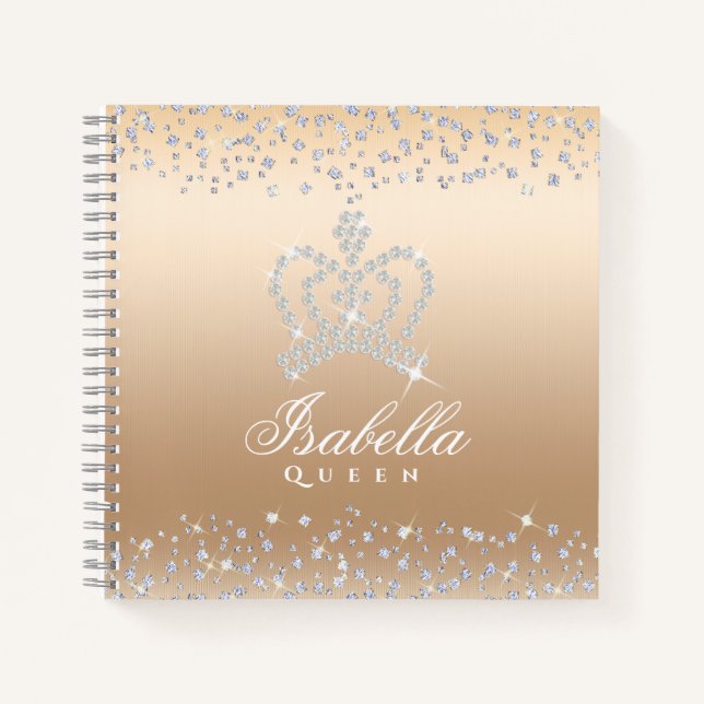 Glitter Glamour Crown Gold Notizbuch (Vorderseite)