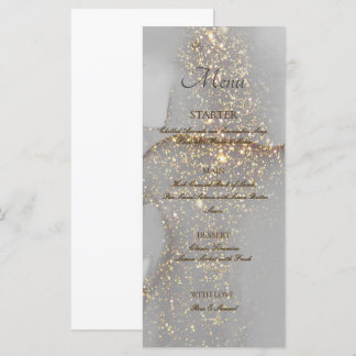 Glitter Gold Alcohol Ink Chic Flat Menu Menükarte