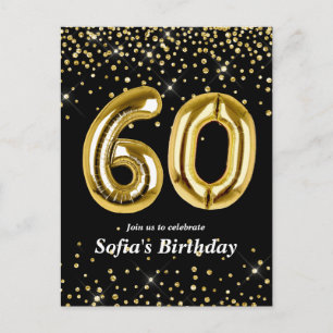 Glitter-Gold-Ballon für die 60. Geburtstagsfeier Postkarte