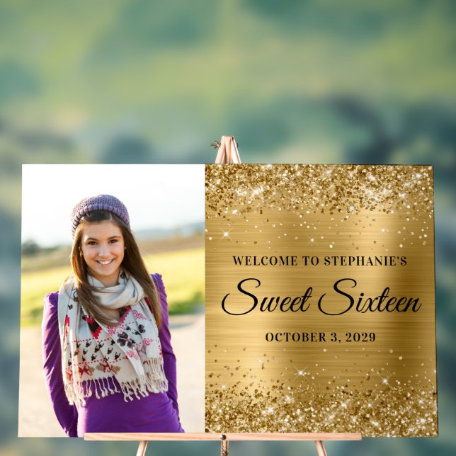 Glitter Gold Foil Sweet sixteen Accueil Big (Neutre)