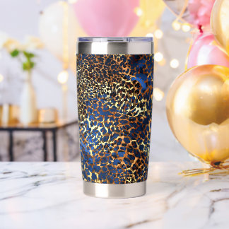 Glitter Gold Luxus-Tierhaut Leopard Schönheit Thermobecher