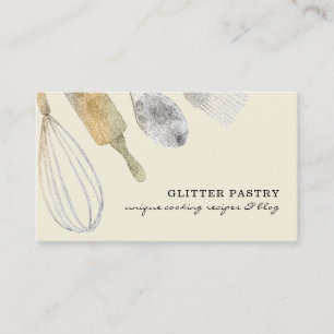 Glitter Gold Silber Gebäck Bäckerei Koch Elfenbein Visitenkarte