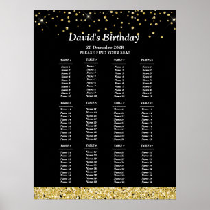 Glitter-, Gold-Sitzschild, Geburtstagsfeier-Sitzpl Poster