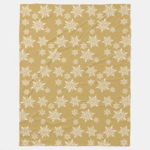 Glitter Gold und weiße Weihnachtsschneeflocken Fleecedecke