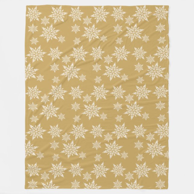 Glitter Gold und weiße Weihnachtsschneeflocken Fleecedecke (Vorderseite)