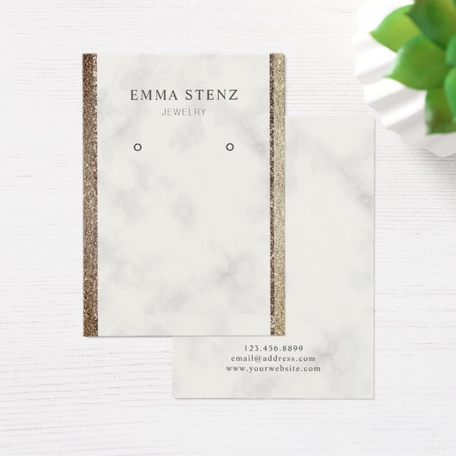 Glitter Gold White Marble • Earring Display (Schreibtisch)