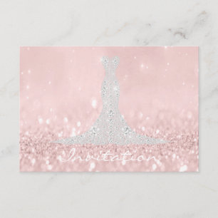Glitter Grau Rosa Diamant Kristalle Brautkleid Einladung