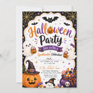 Glitter Halloween Ghost Pumpkin Halloween Party Einladung