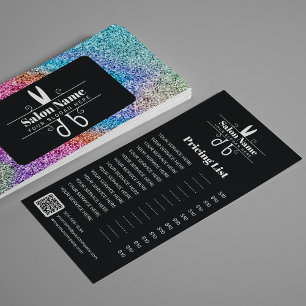 Glitter Holografischer Friseursalon-Preisliste  Werbekarte