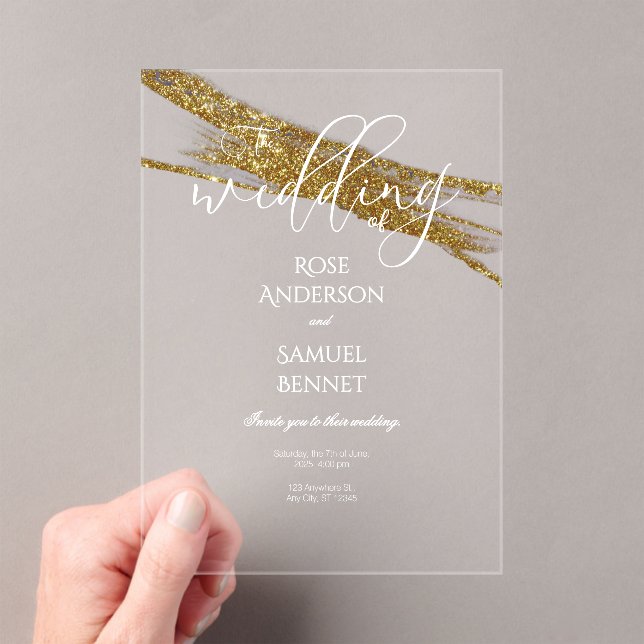 Glitter Ink Transparent Acrylic Invitation Acryleinladungen (Insitu (Handheld))