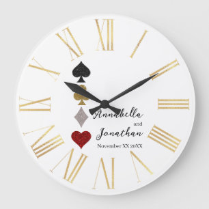 Glitter-Kartenspiel Las Vegas Casino-Hochzeit Große Wanduhr