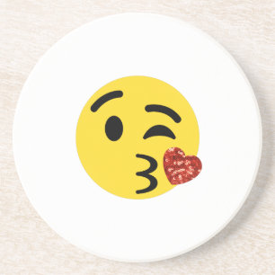 glitter kiss emoji getränkeuntersetzer