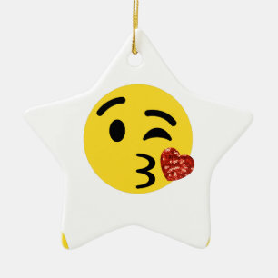 glitter kiss emoji keramikornament