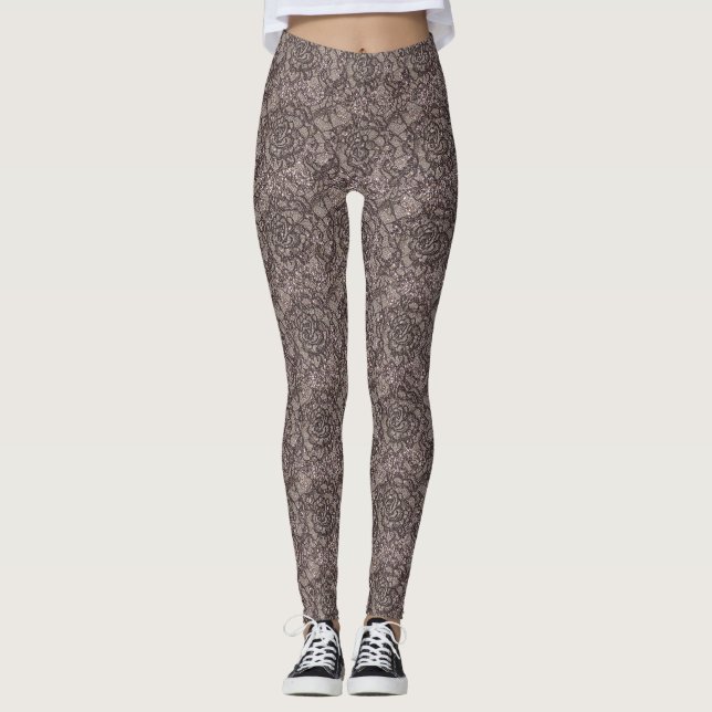 Glitter Lace Illusion Pattern – Elegant Sparkling  Leggings (Vorderseite)