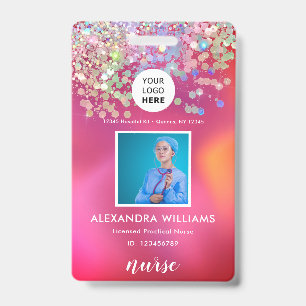 Glitter-Logo-Vorlage Mitarbeiterfoto Name Krankens Ausweis