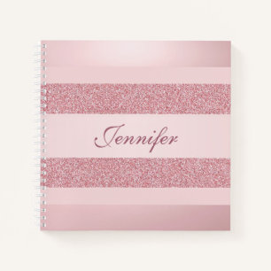 Glitter-Look Rosen-Gold-Farbton handgeschriebene S Notizbuch