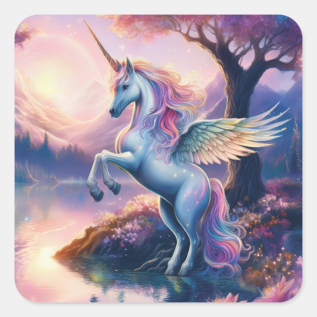 Glitter Magic Sunset Unicorn Fantasy Stickers (Devant)