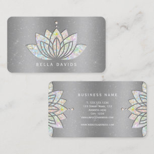 Glitter Mandala Lotus Yoga-Lehrer Silber Visitenkarte