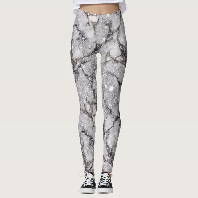 Glitter Marble Pattern – Sparkling Luxury Stone  Leggings (Vorderseite)