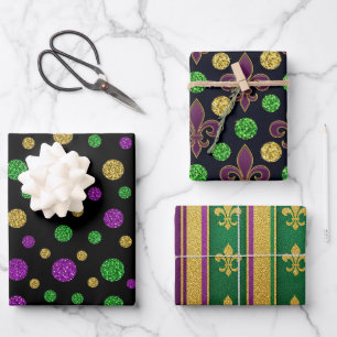 Glitter Mardi Gras Geschenkpapier Set