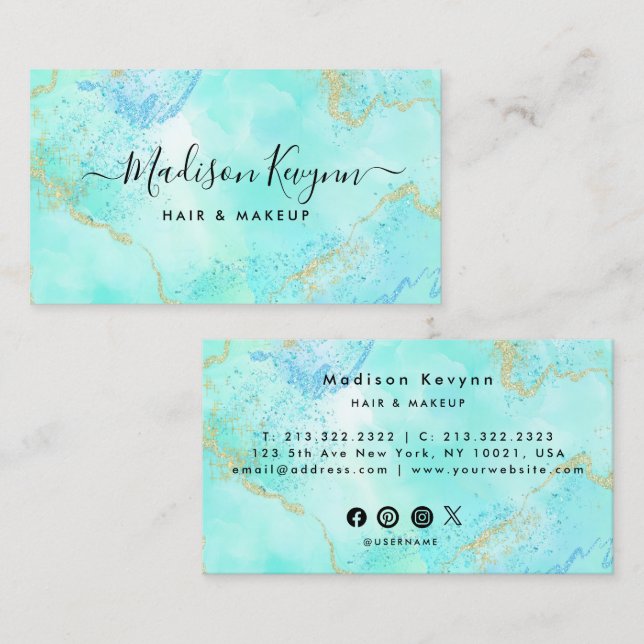 Glitter-Marmor-Achat Visitenkarte (Vorne/Hinten)