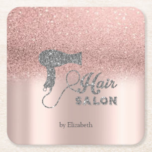 Glitter Ombre Rose Gold Herzen, Haartrockner Rechteckiger Pappuntersetzer