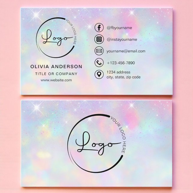 Glitter Opal Business Logo Social Media Visitenkarte (Von Creator hochgeladen)