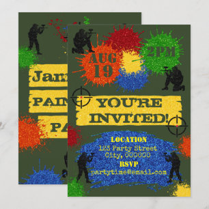Glitter-Paintball-Party-Einladung Einladung