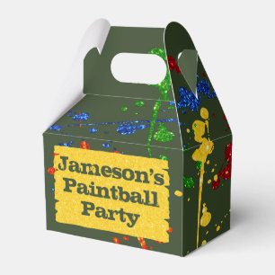 Glitter Paintball Party Namensbox als Partygeschen Geschenkschachtel