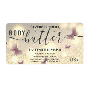 Glitter papillon corps de script beurre étiquette