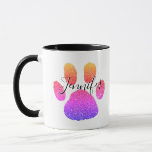 Glitter-Pfotenabdruck personalisierte Kaffeetasse