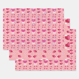 glitter pink heart vibrant romantic wallpaper geschenkpapier set
