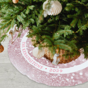 Glitter Pink Holiday Sparkle Muster Polyester Weihnachtsbaumdecke