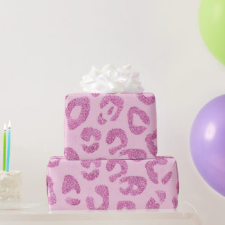 Glitter Pink Leopard Pattern Geschenkpapier