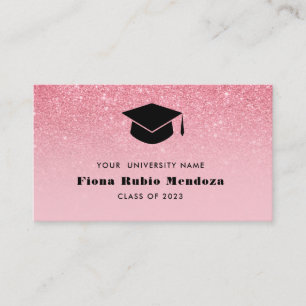 Glitter Pink Ombre Chic Abschlusskappe Name Einleg Visitenkarte