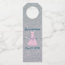 Glitter Quinceanera Gedenkfeier Flaschenanhänger