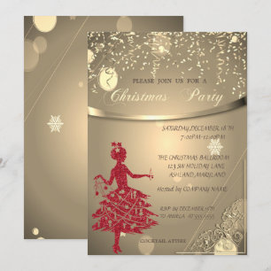 Glitter Red Girl,Confetti Company Weihnachtsfeier Einladung