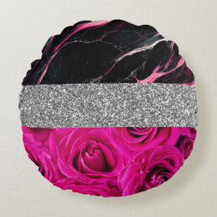 Glitter Rosa Ombre Rosen Glitter Chic Rundes Kissen