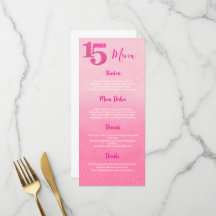 Glitter Rosa Quinceañera-Tischmenü
