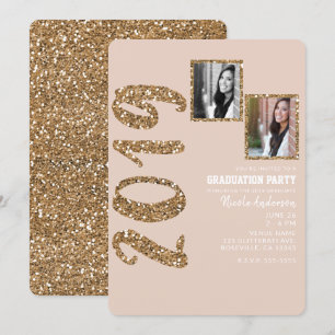 Glitter Rose Gold Rouge Glam 2019 Abschluss PHOTO Einladung