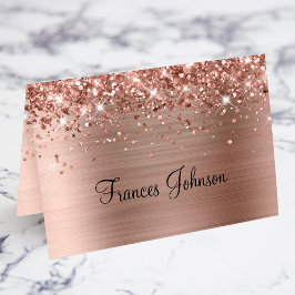 Glitter Rose Or Nom individuel Place Cartes