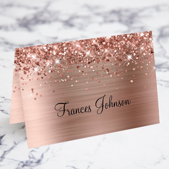 Glitter Rose Or Nom individuel Place Cartes (Fold Your Own Place Cards)