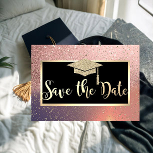 Glitter Roségold Abschluss Save The Date