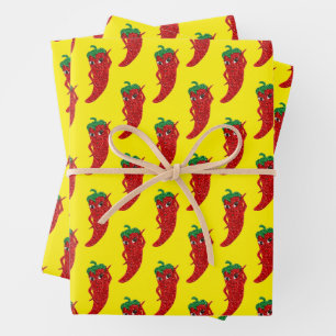 Glitter Roter Heißer Pfeffer Diva Gelb Geschenkpapier Set