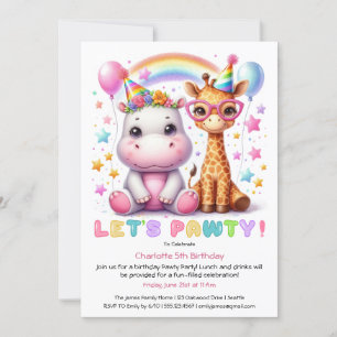 Glitter Safari Geburtstagsfeier Süße Giraffe & Nil Einladung
